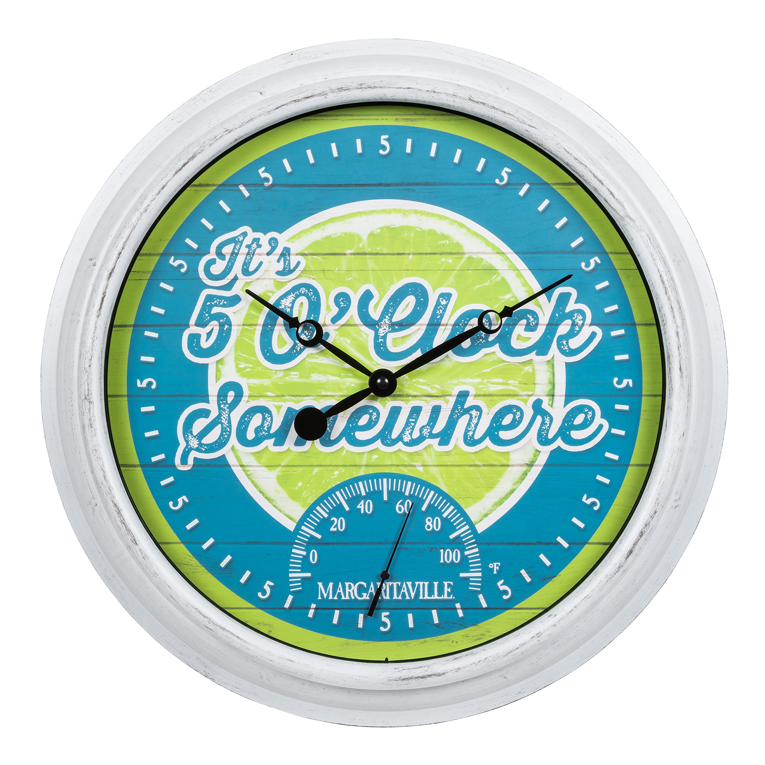 La Crosse Technology front view showing Margaritaville dial and clear time display