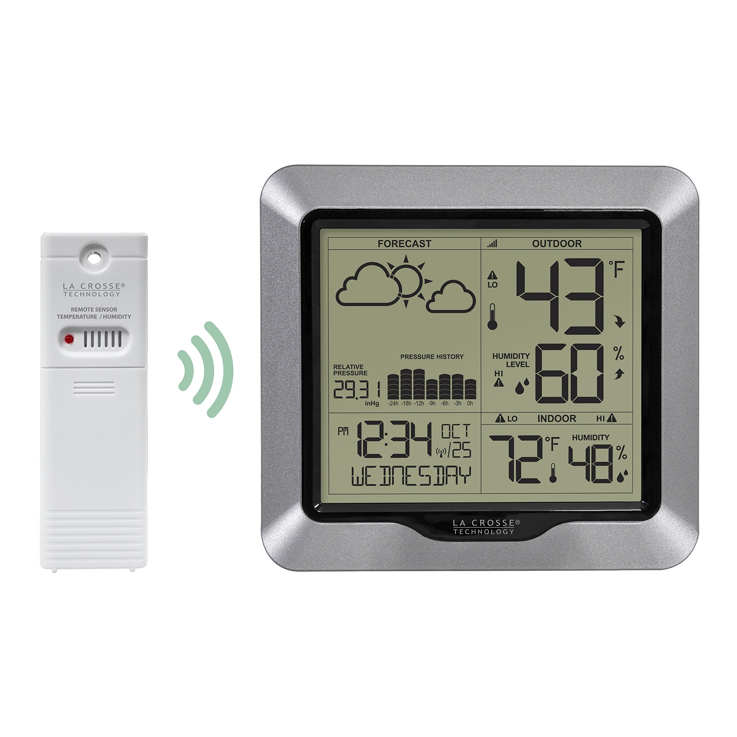 La Crosse Technology weather-resistant outdoor sensor highlighting long-range transmission benefit