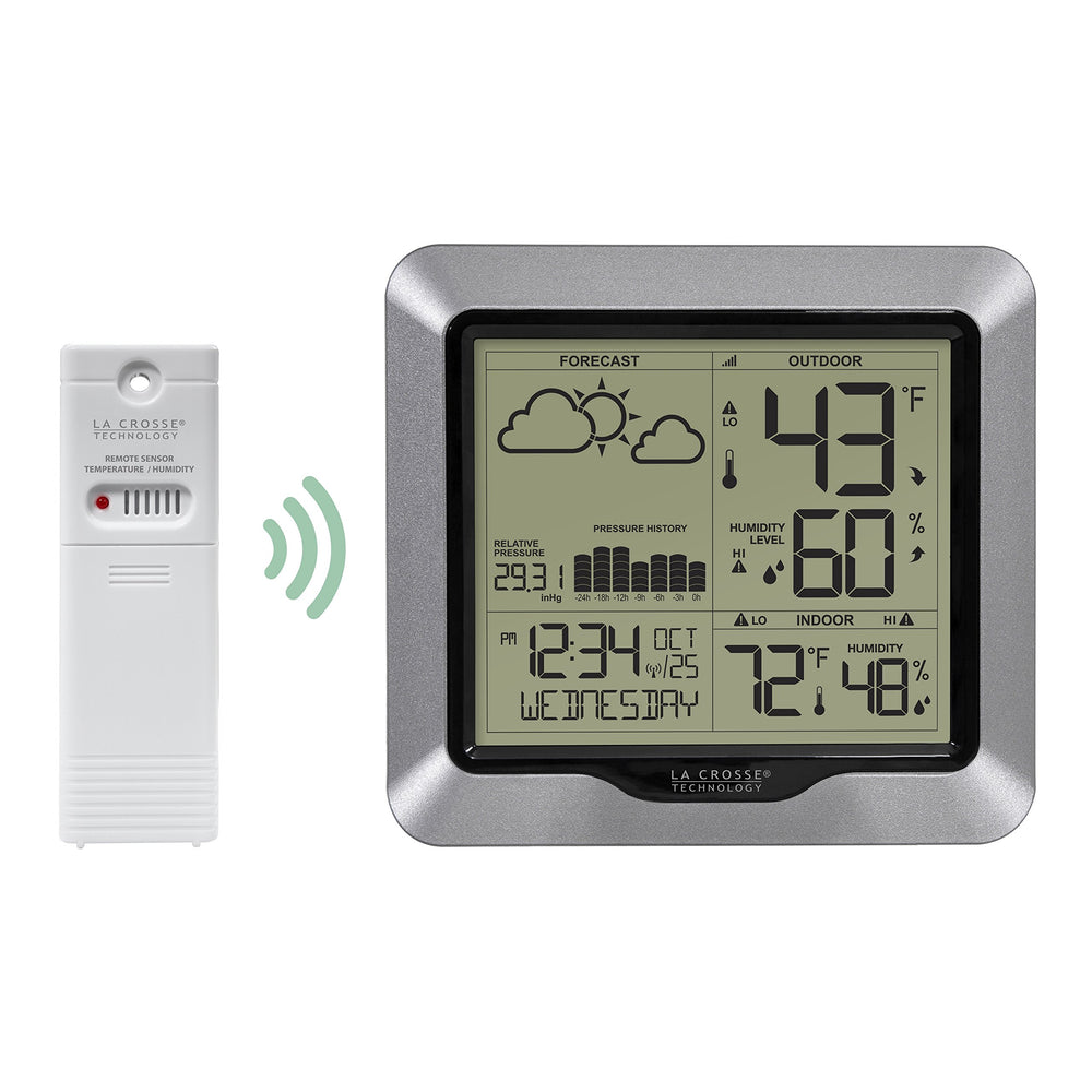 La Crosse Technology weather-resistant outdoor sensor highlighting long-range transmission benefit