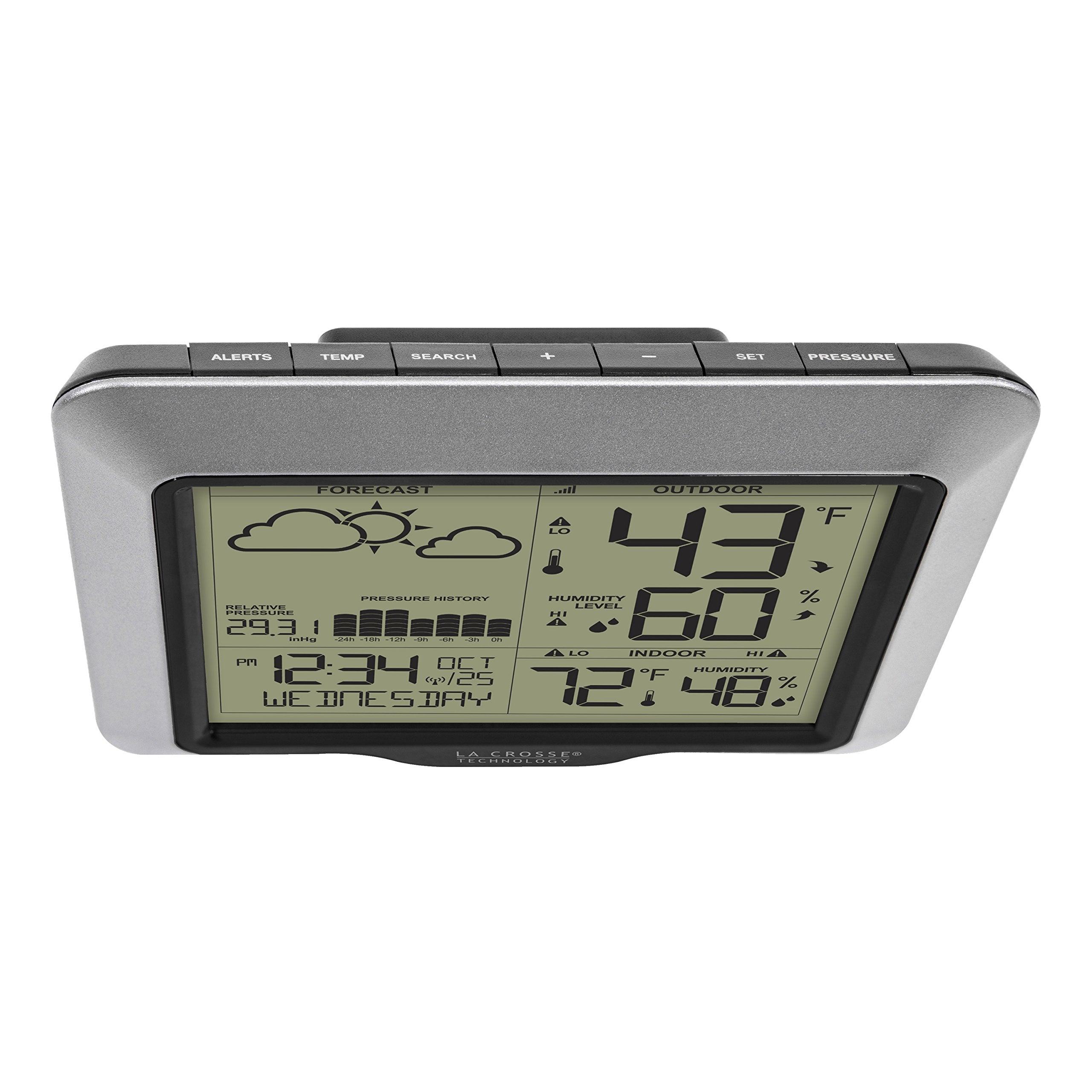 La Crosse Technology close-up of the 24-hour barometric pressure graph for trend insight