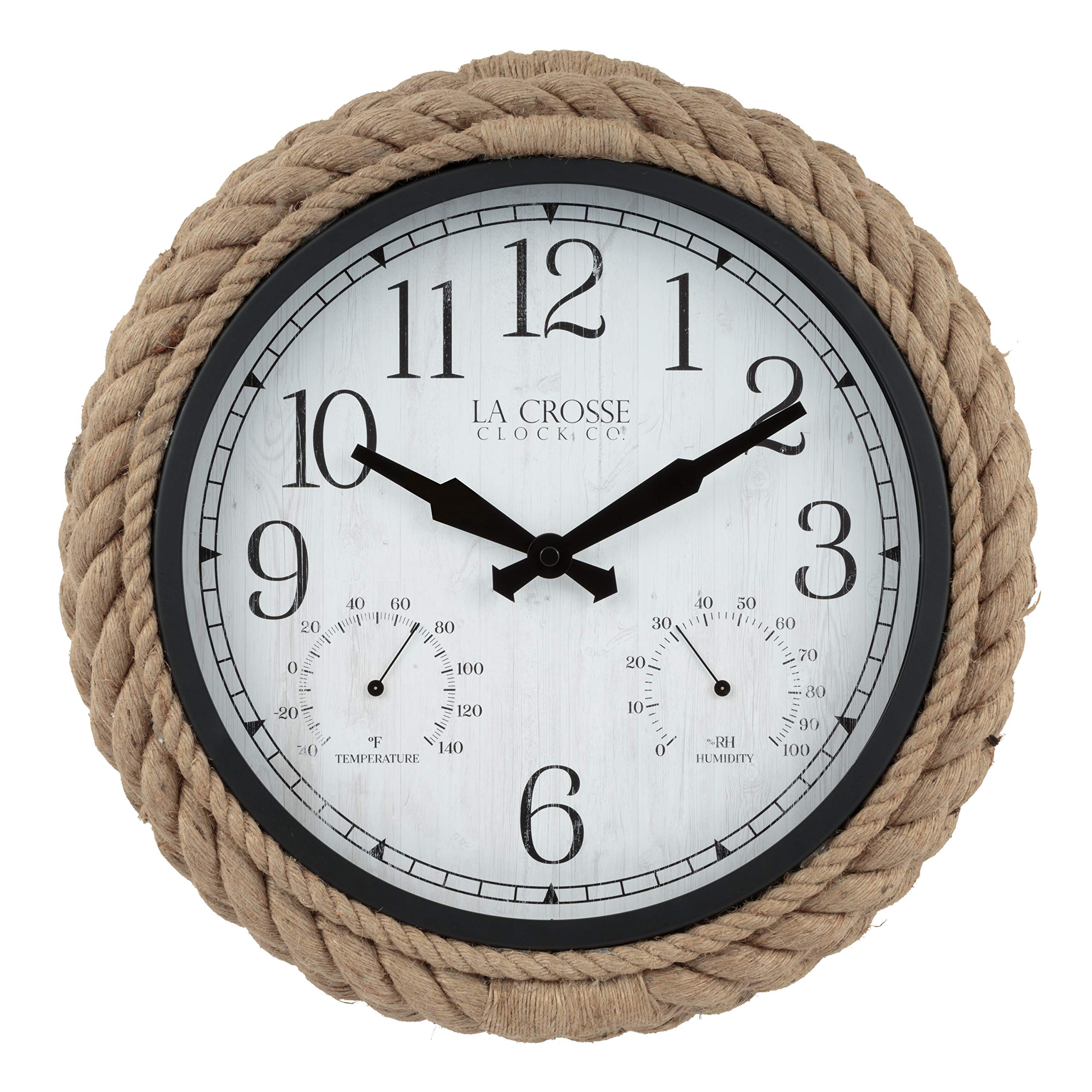 La Crosse Technology Rowan front view showing nautical rope frame and clear dial
