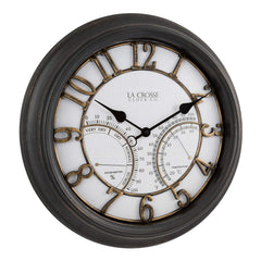 La Crosse Technology close-up of dial showing raised Arabic numerals and smooth silent sweep hands