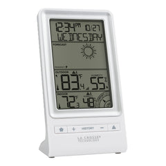La Crosse Technology close-up of screen icons showing forecast and tendency indicators