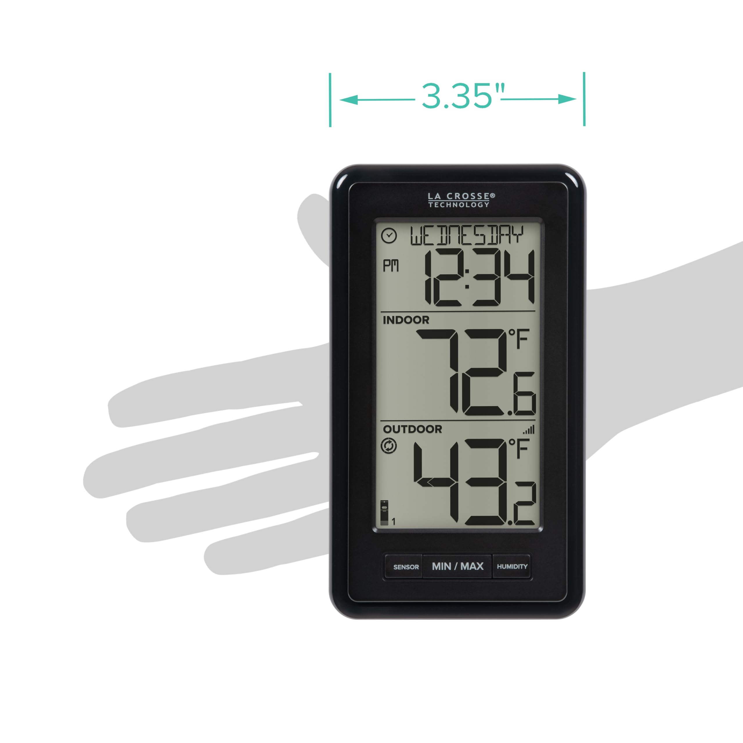 La Crosse Technology display back open battery compartment for easy battery replacement