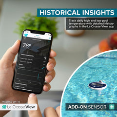 La Crosse Technology floating in pool demonstrating stable floatation and quick readings benefit