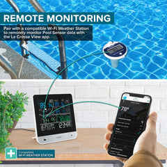 La Crosse Technology close-up of large 1-inch LCD showing easy-to-read temperature benefit