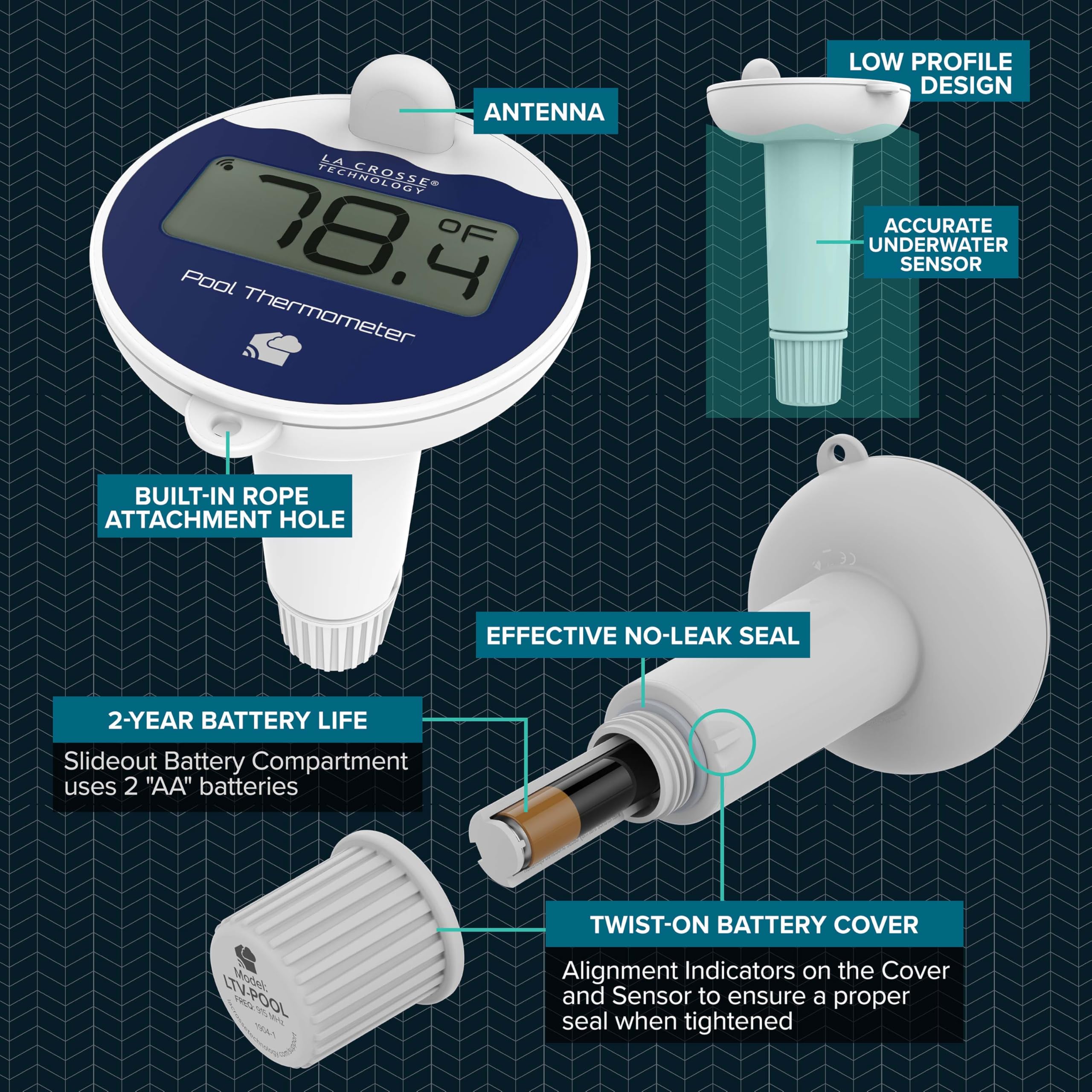 La Crosse Technology sensor keyhole for tether attachment showing secure anchoring benefit