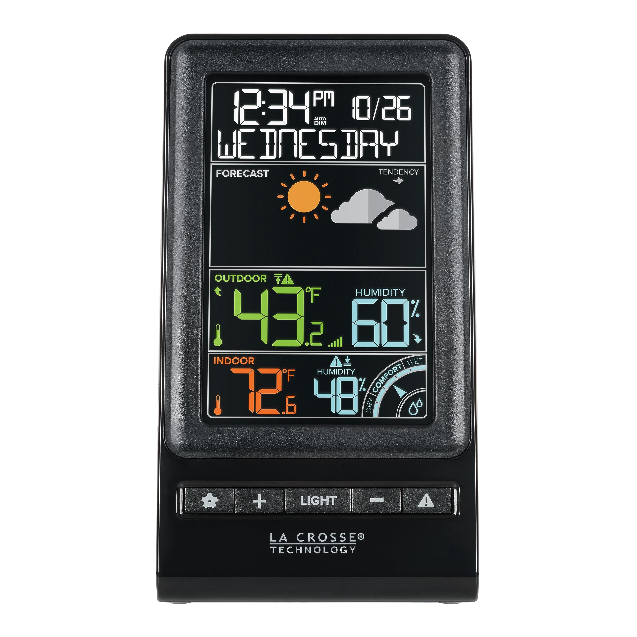 La Crosse TX141TH-B outdoor sensor mounted showing reliable backyard temperature readings