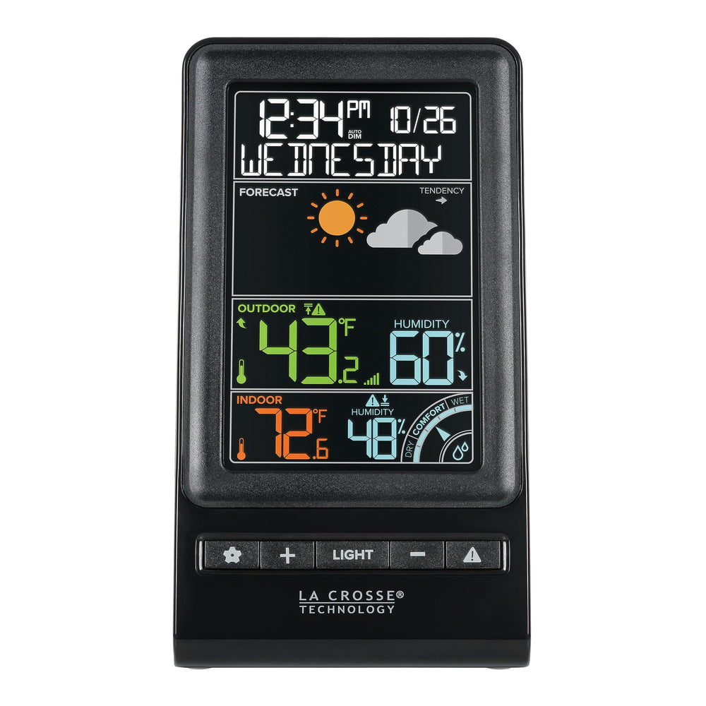 La Crosse TX141TH-B outdoor sensor mounted showing reliable backyard temperature readings