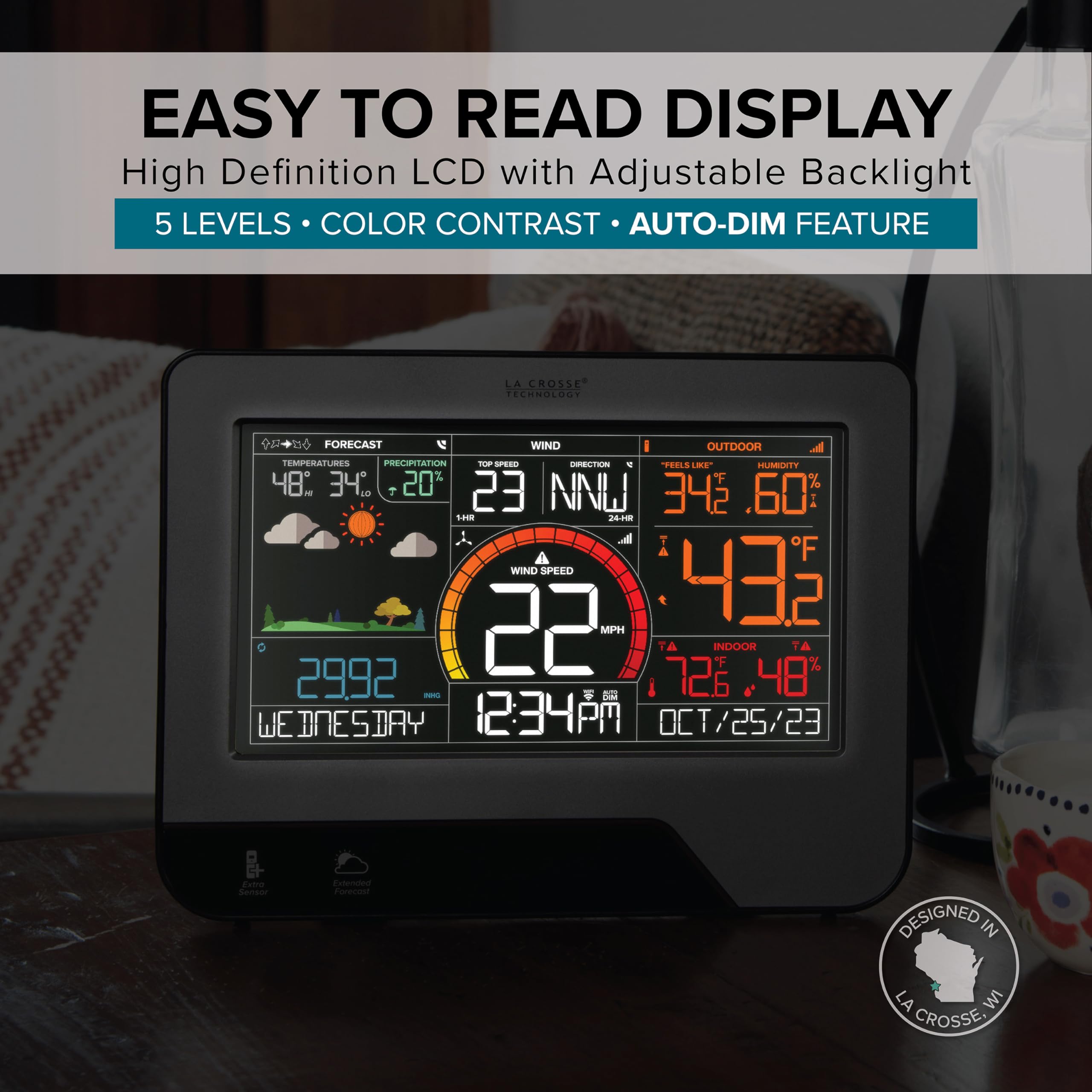 La Crosse Technology packaging and included parts showing quick setup benefit