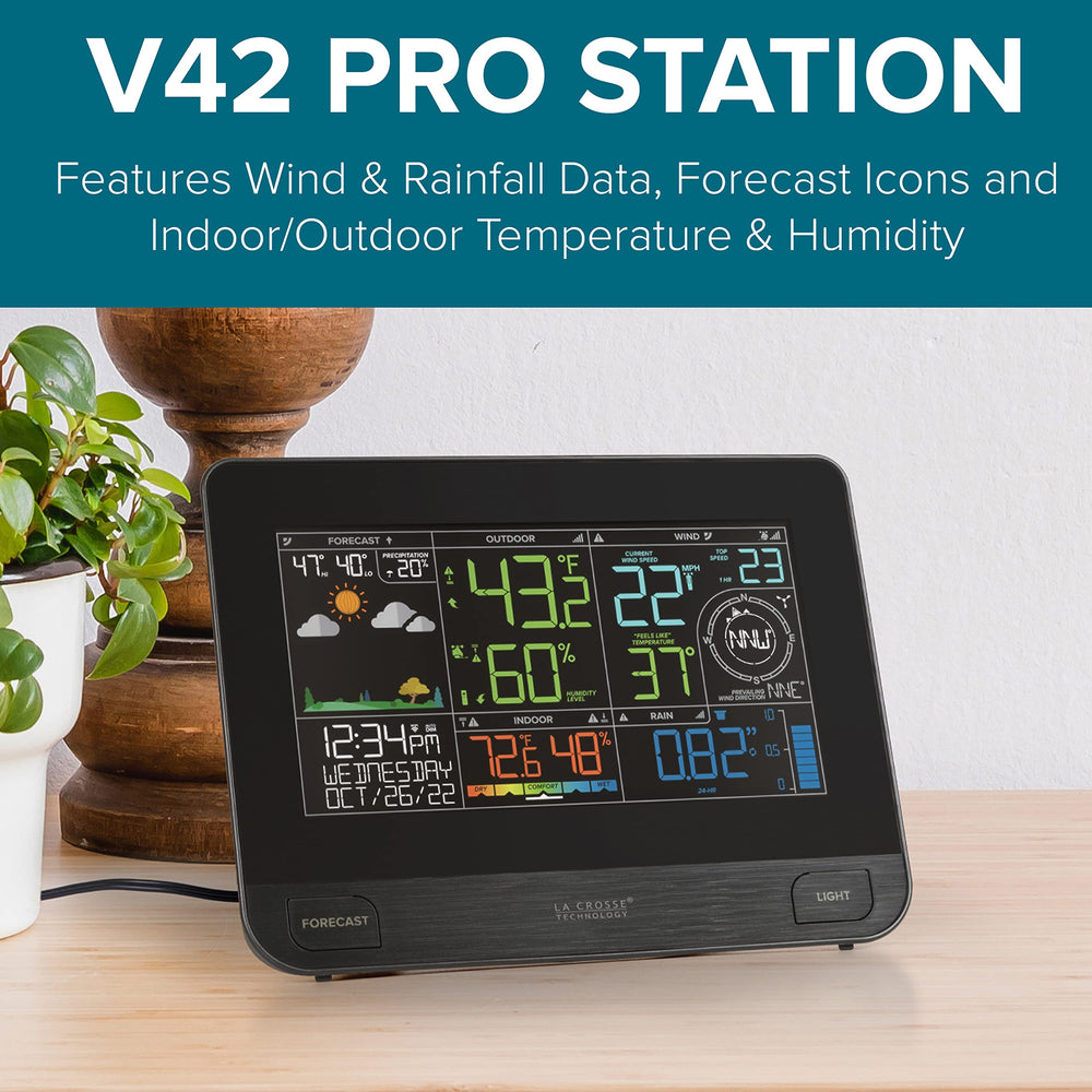 La Crosse Technology wind and rain sensor mounted outdoors providing accurate measurements