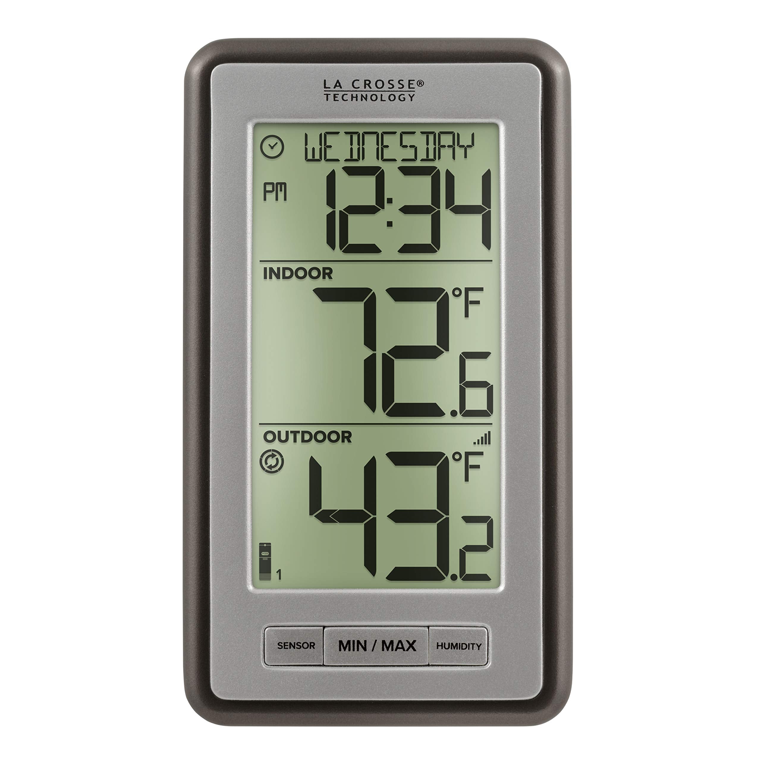 La Crosse front display showing time and temp for instant overview