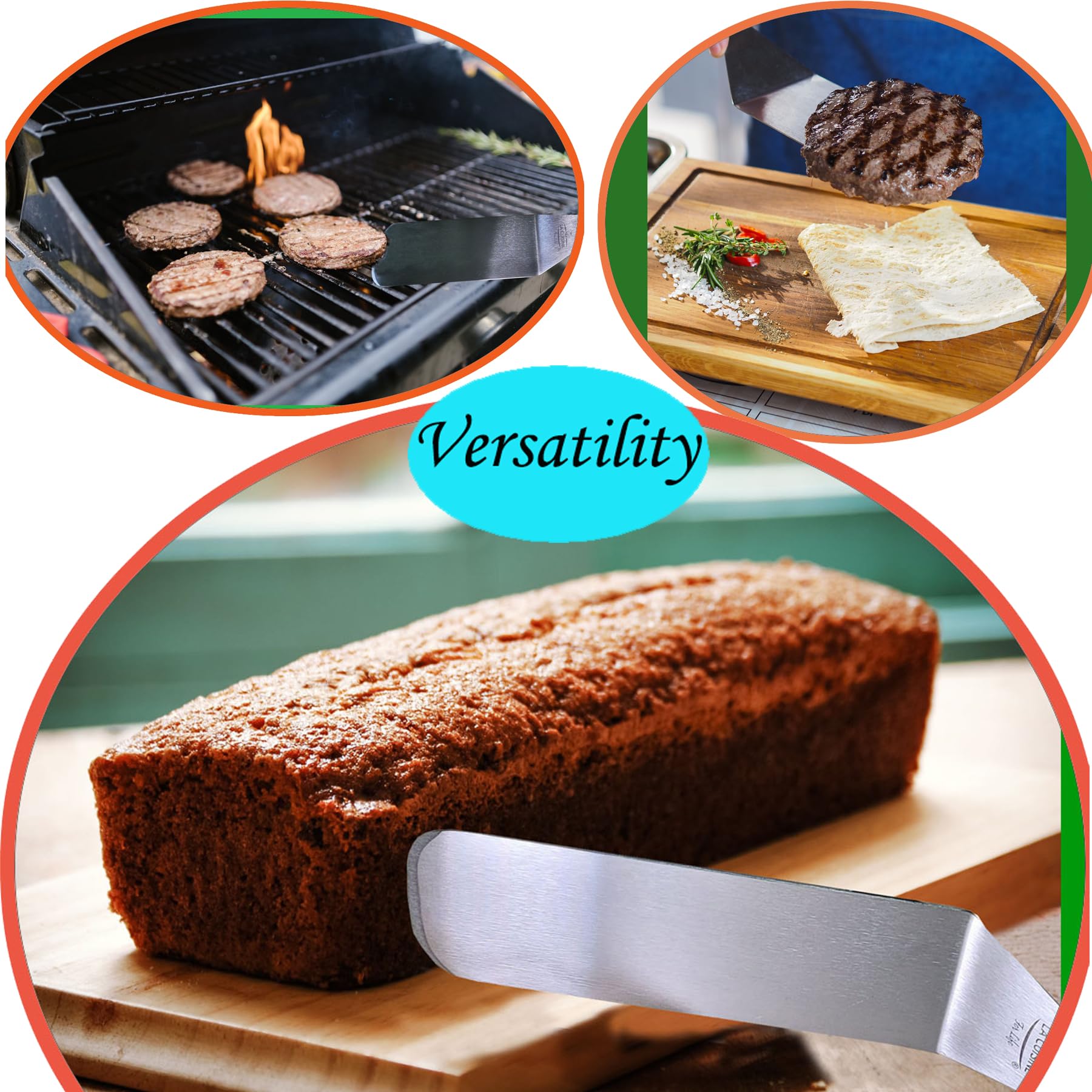 La Cuisine for life tools in use on a flat-top griddle demonstrating efficient cooking benefit
