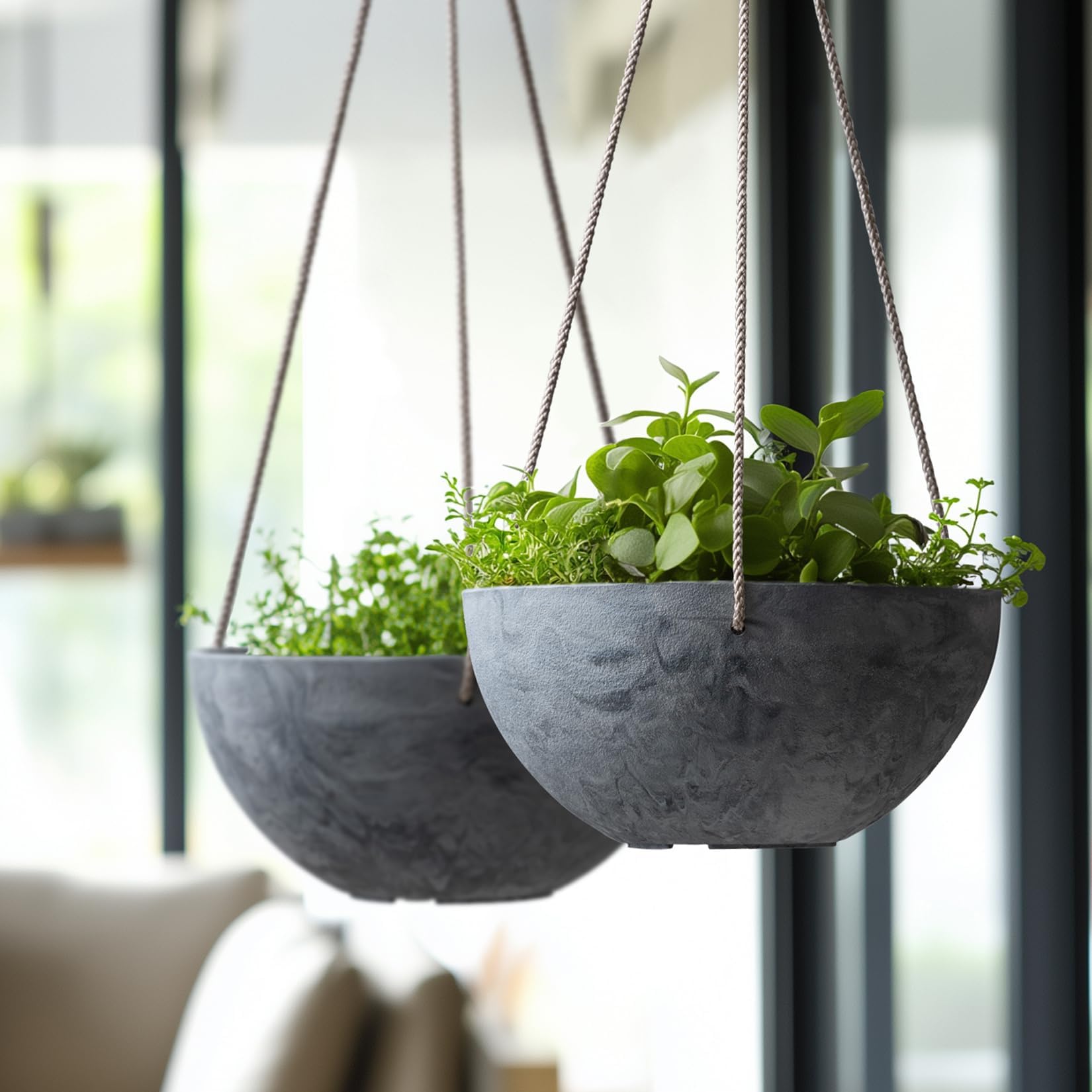 LA JOLIE MUSE planter held in hand for scale to show 9.84-inch diameter and easy installation