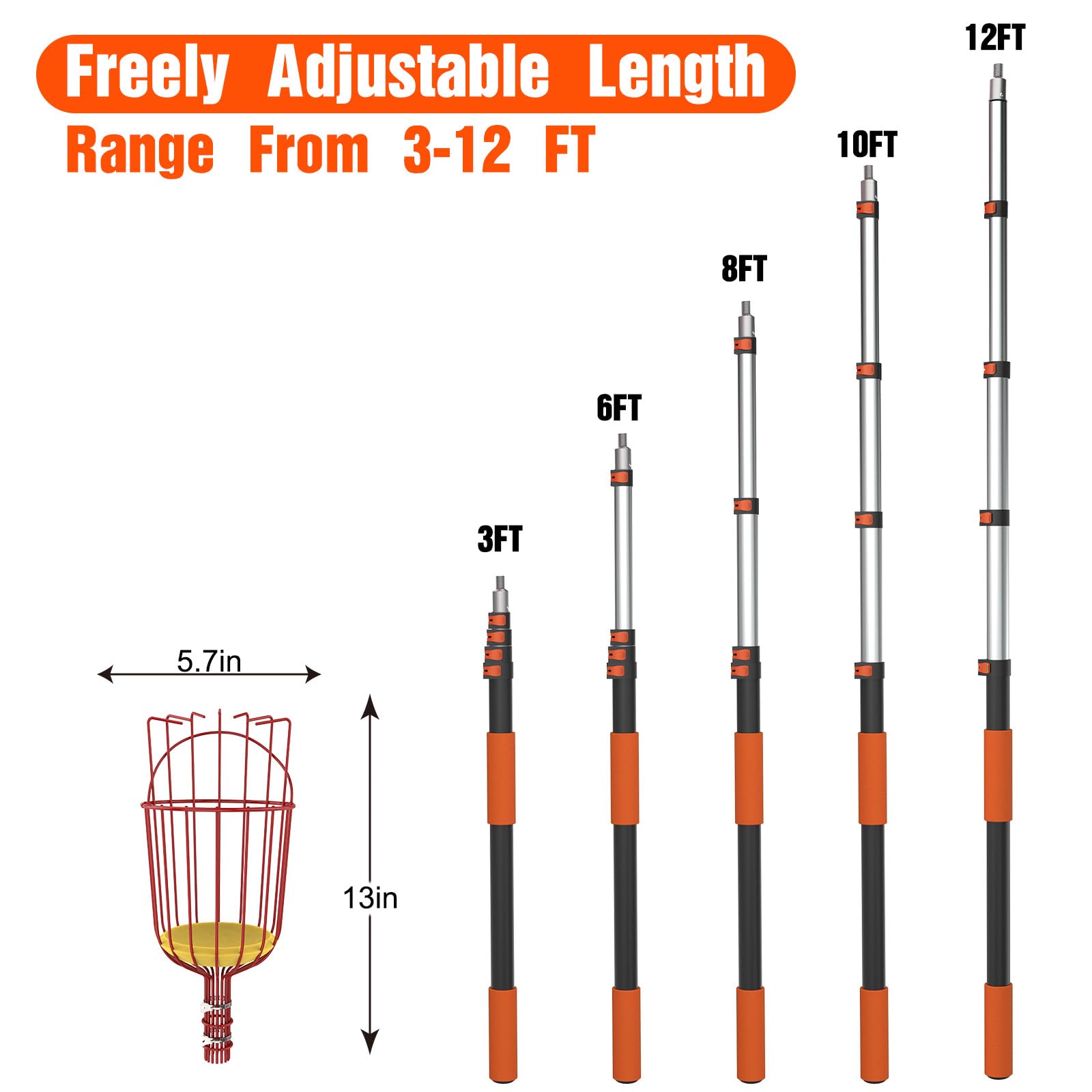 LAANPOLE fully extended pole reaching high branches for safer harvests