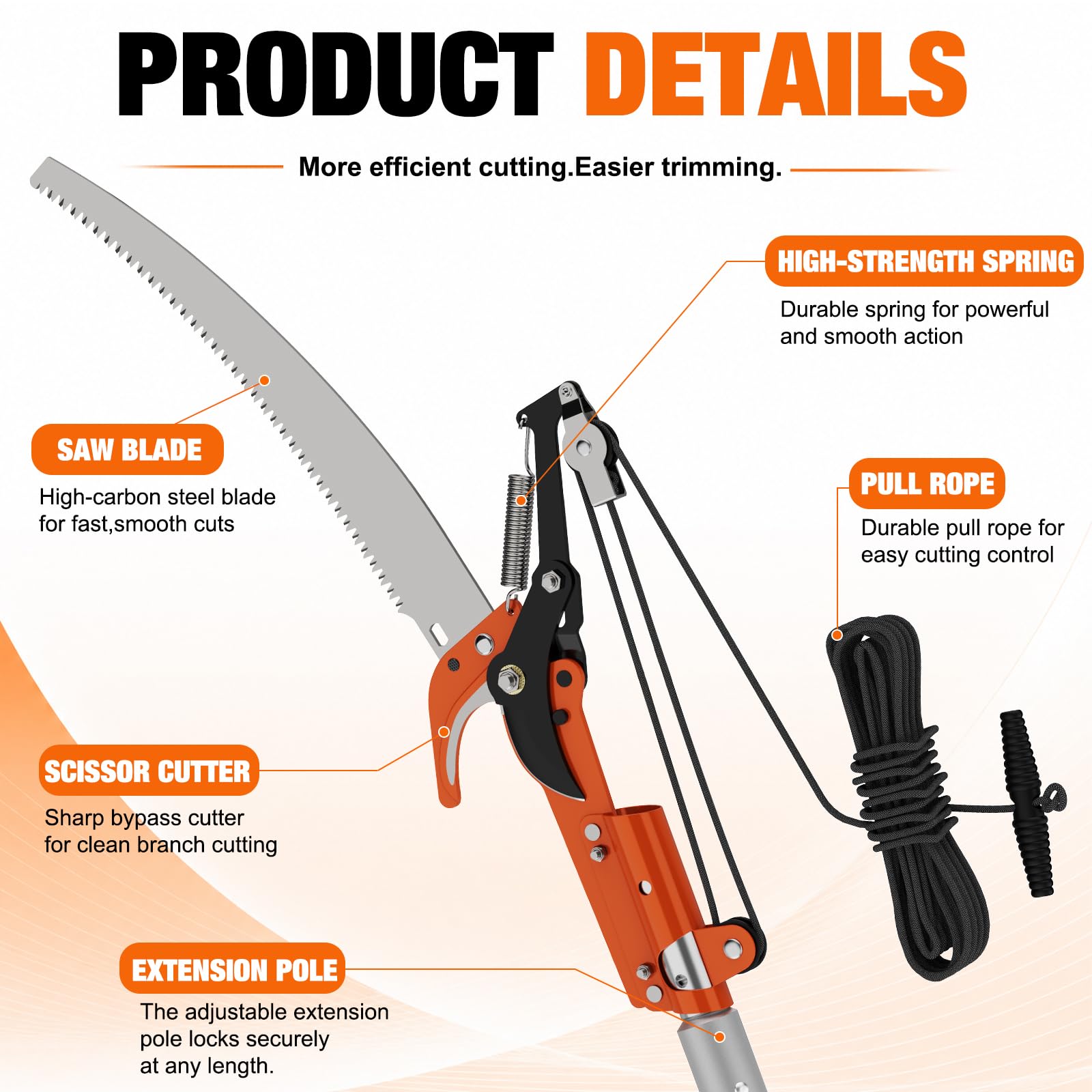 LAANPOLE fully extended pole saw demonstrating maximum 20ft reach benefit