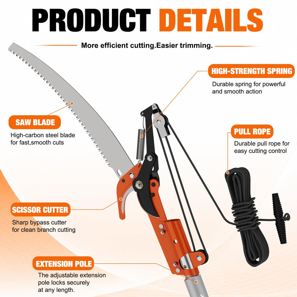 LAANPOLE fully extended pole saw demonstrating maximum 20ft reach benefit