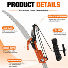 LAANPOLE fully extended pole saw demonstrating maximum 20ft reach benefit