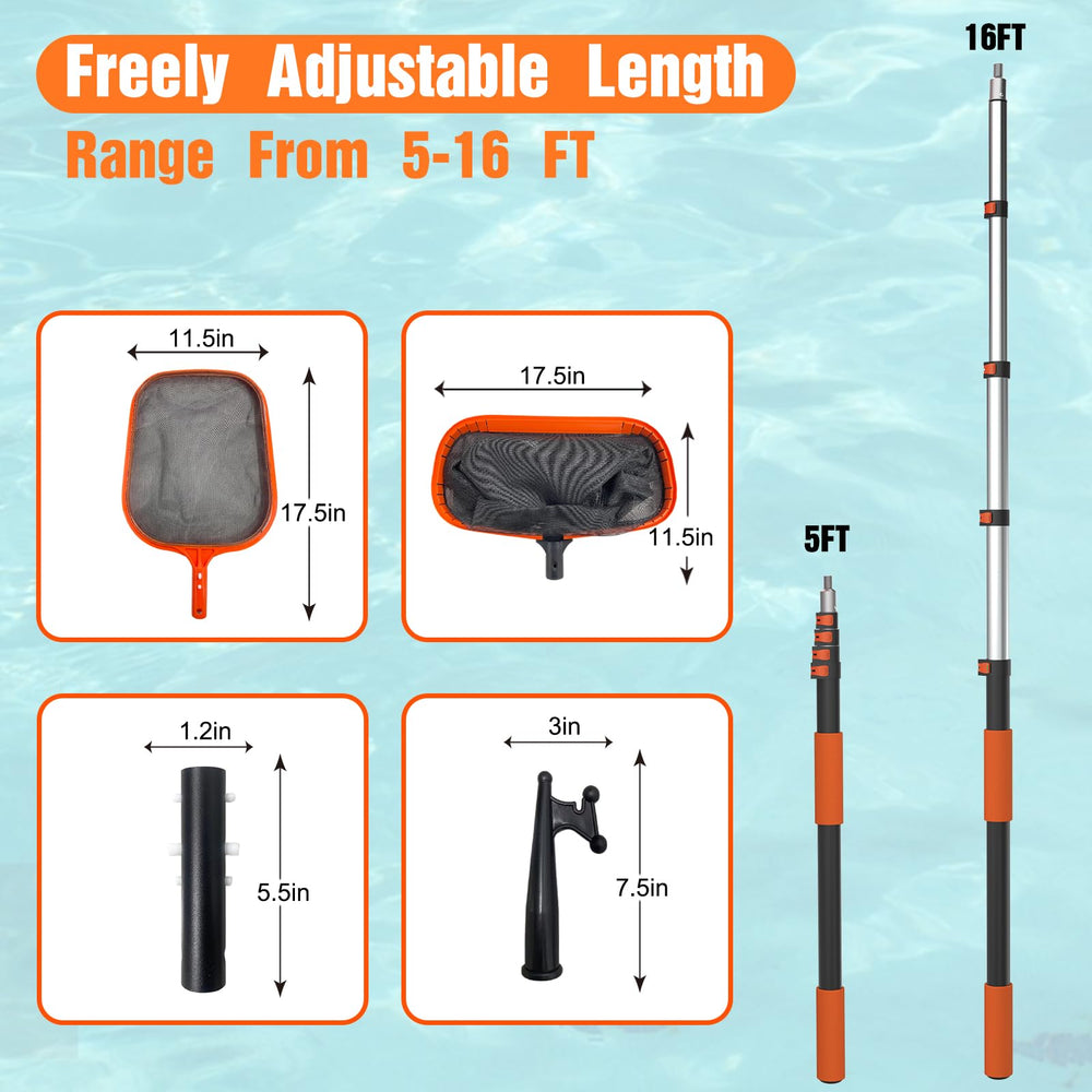 LAANPOLE deep net pocket close-up capturing many leaves for faster cleaning