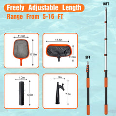 LAANPOLE deep net pocket close-up capturing many leaves for faster cleaning