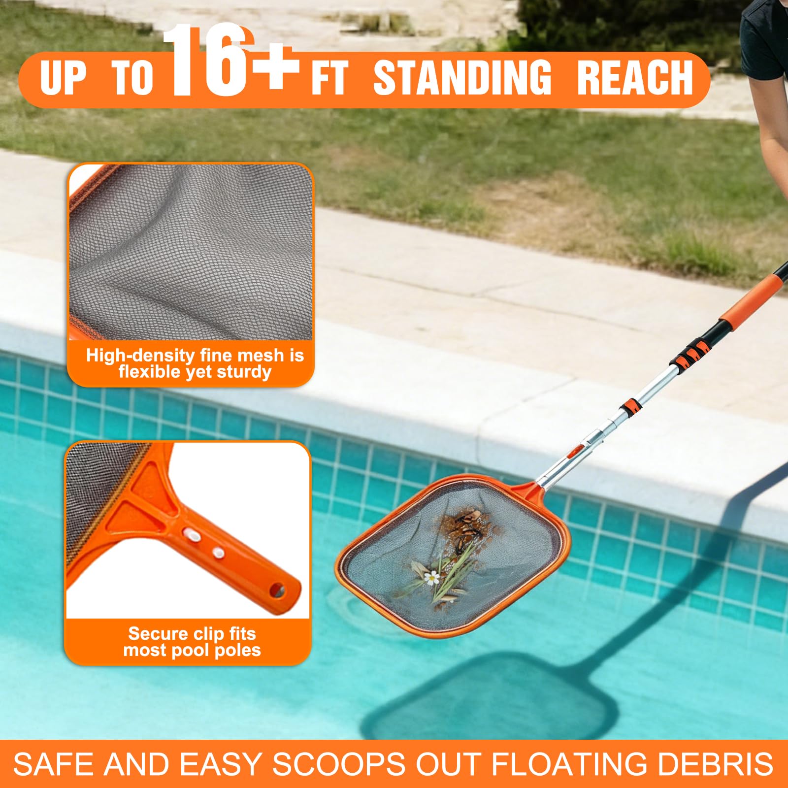 LAANPOLE pole length shown with hand for scale and comfortable handling