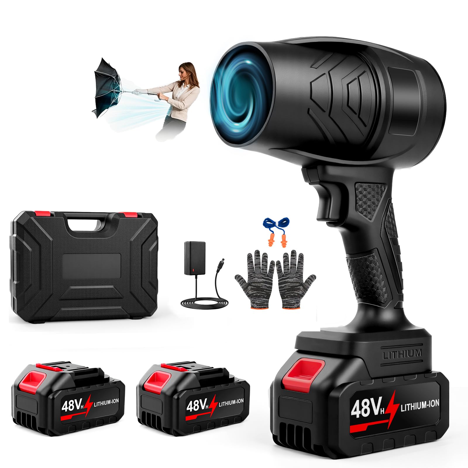 laapee front view showing compact cordless blower and ergonomic grip benefit portability