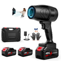laapee front view showing compact cordless blower and ergonomic grip benefit portability
