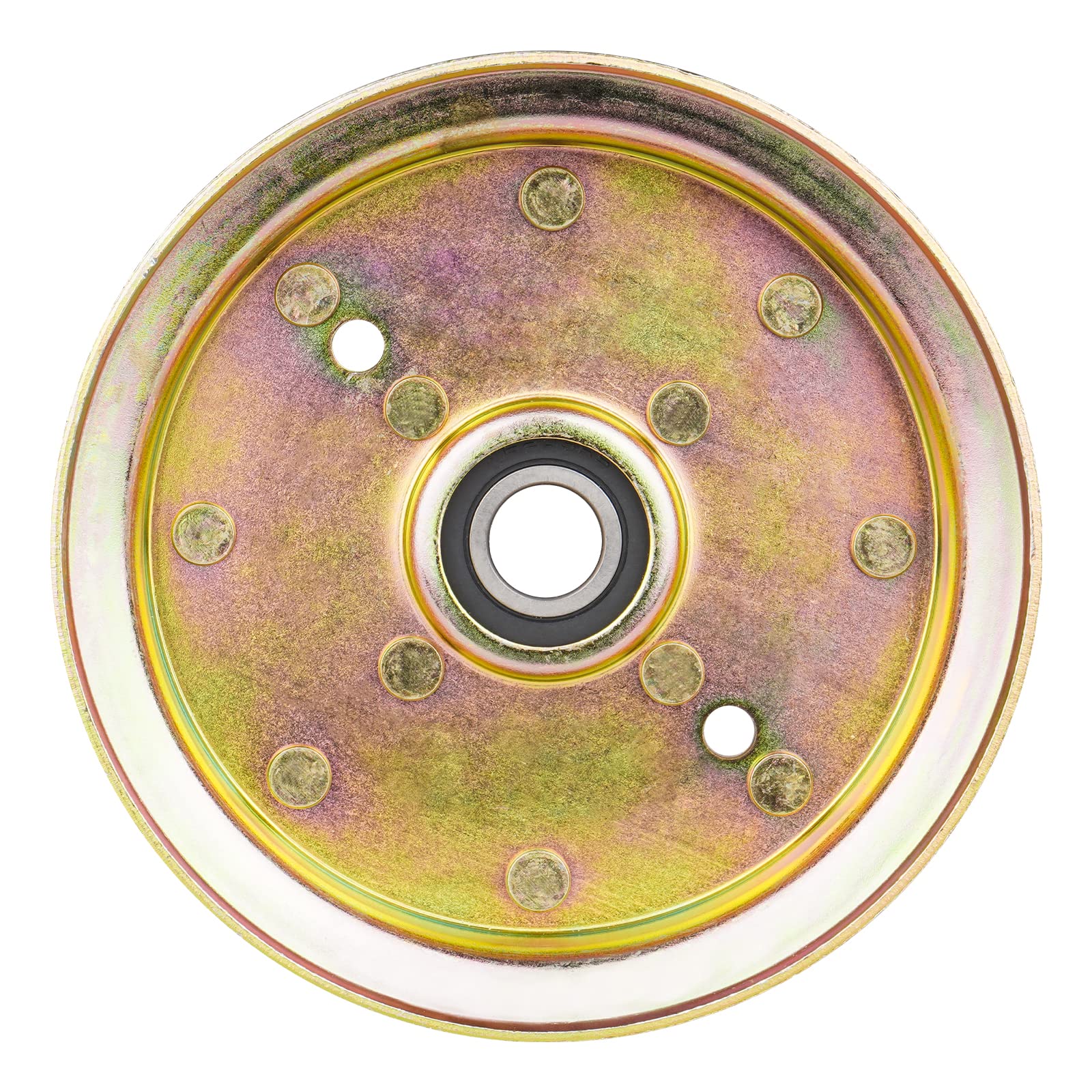 lacarier pulley mounted with deck belt demonstrating restored belt alignment