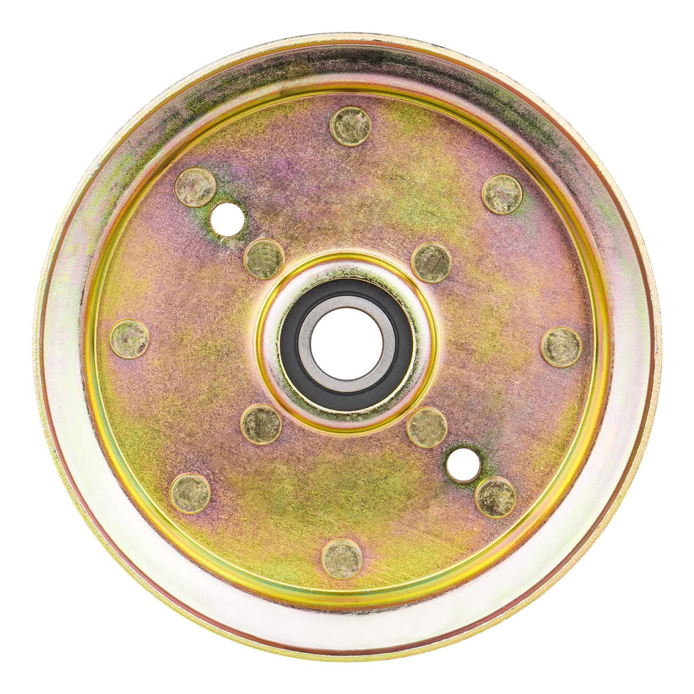 lacarier pulley mounted with deck belt demonstrating restored belt alignment
