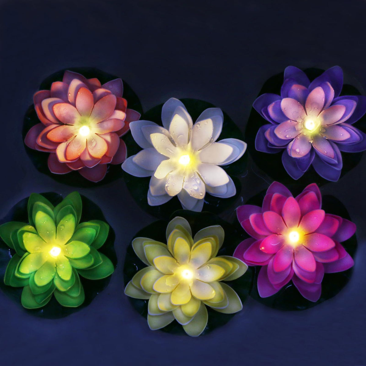 LACGO front view of floating lotus showing realistic petals and glow