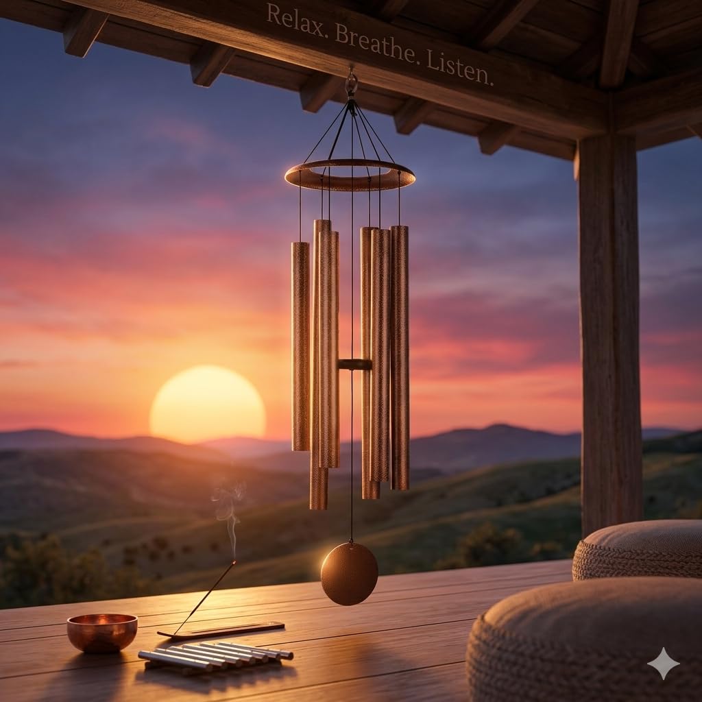 LACHIKA HOHIYA mounted on porch beam illustrating easy installation and welcoming sound