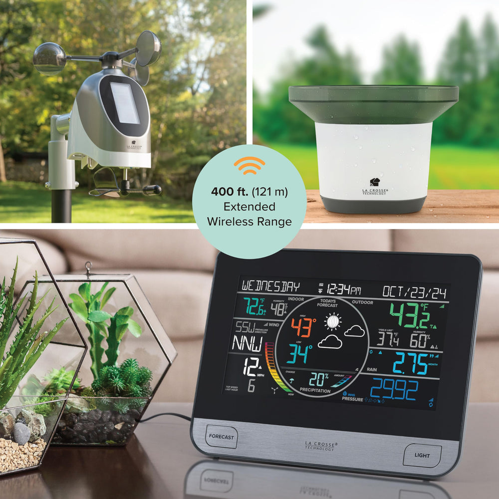 La Crosse Technology Breeze Pro sensor mounted outdoors providing precise wind and temp readings