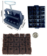 Twenty 3/4" soil blocks in a seed tray showing space-saving layout and tidy seedlings