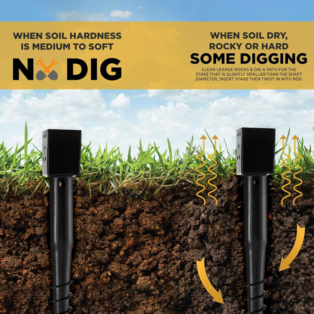 LADECH threaded screw shaft detail highlighting deep soil grip and durable design