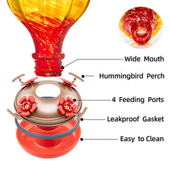 LaElvish Garden feeder ports close-up showing smooth edges for hummingbird safety