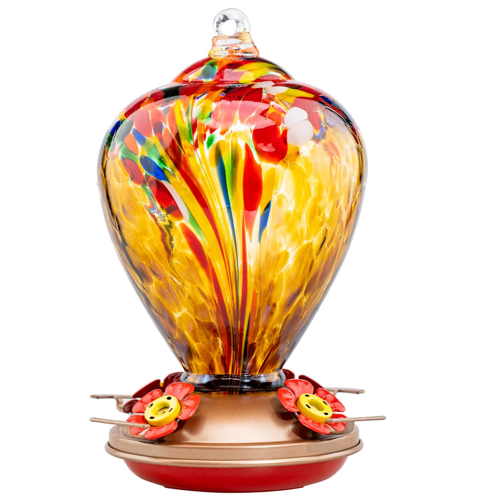 LaElvish Garden feeder front view showing golden balloon design and decor benefit