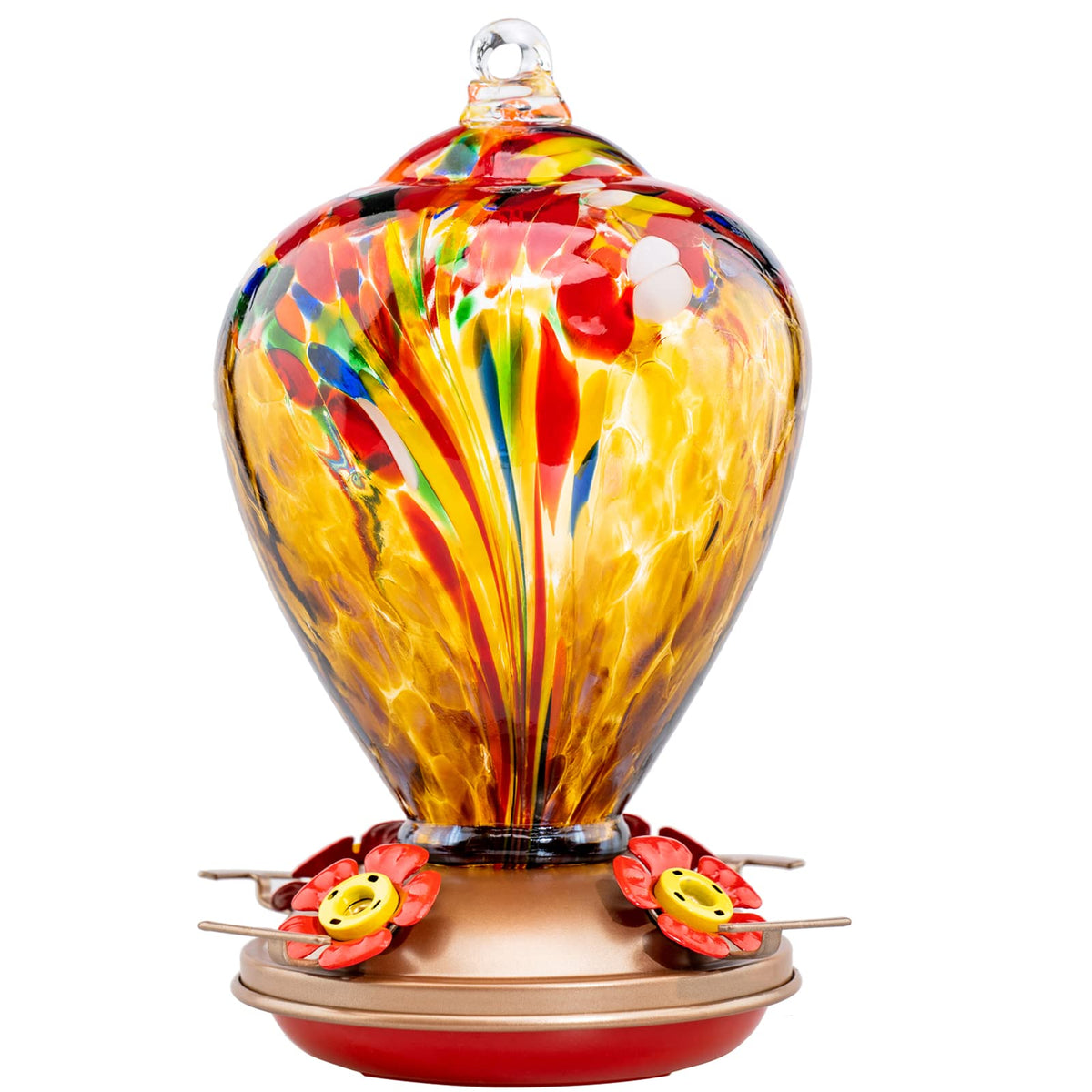 LaElvish Garden feeder front view showing golden balloon design and decor benefit