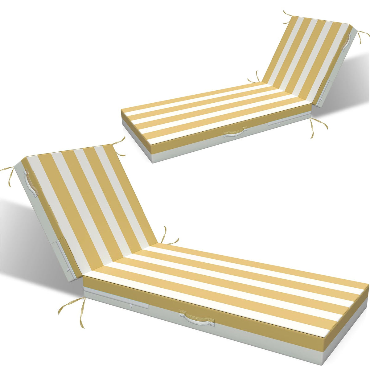 L'AGRATY front view showing full chaise cushion and neat fit for comfort
