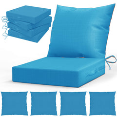 L'AGRATY front view of bright blue cushion set showing neat fit and color retention