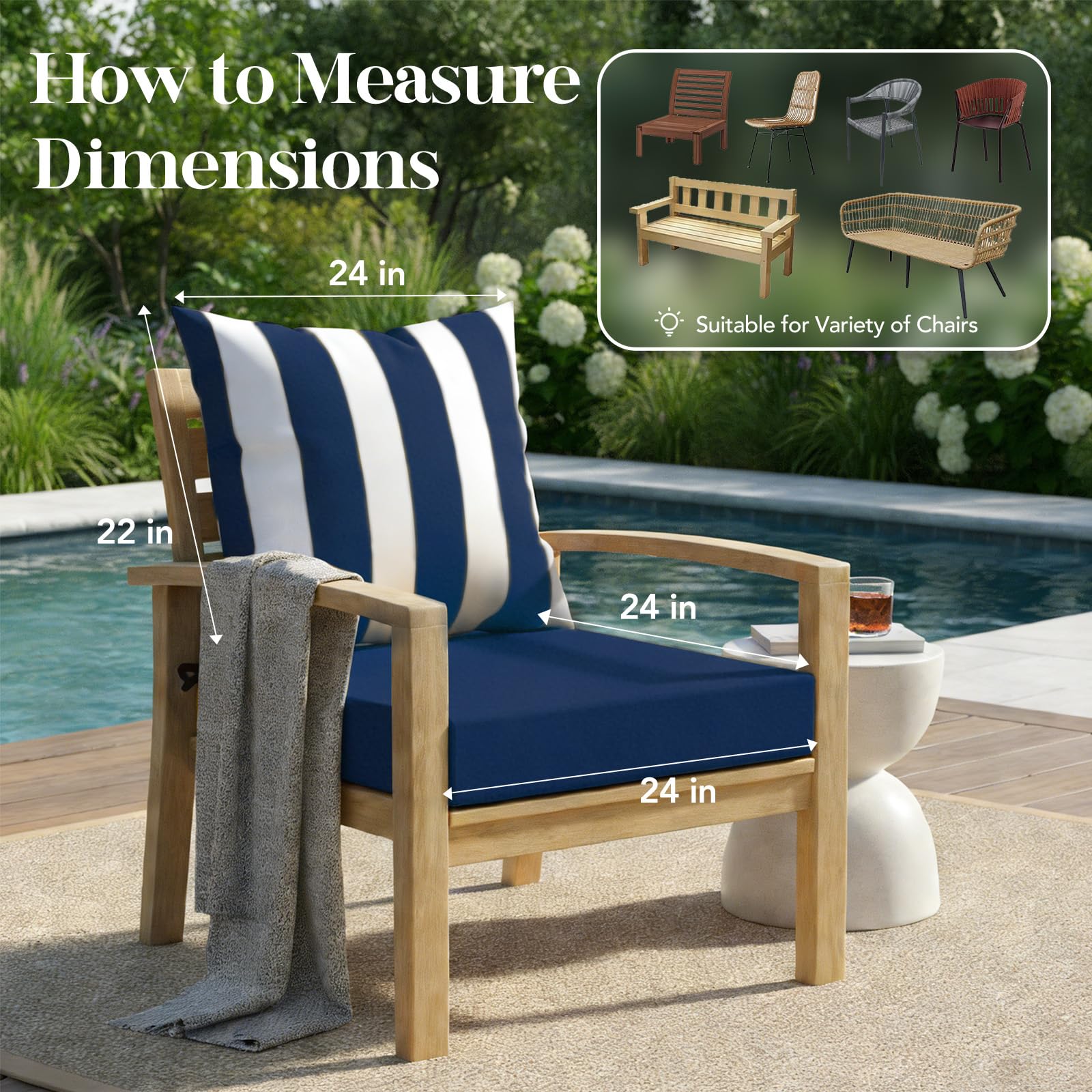 L'AGRATY straps attached to a patio chair keeping cushions securely in place