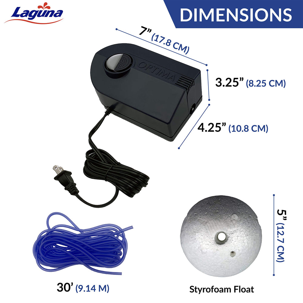 Hagen Laguna aeration kit installed in a backyard pond showing open surface and improved circulation