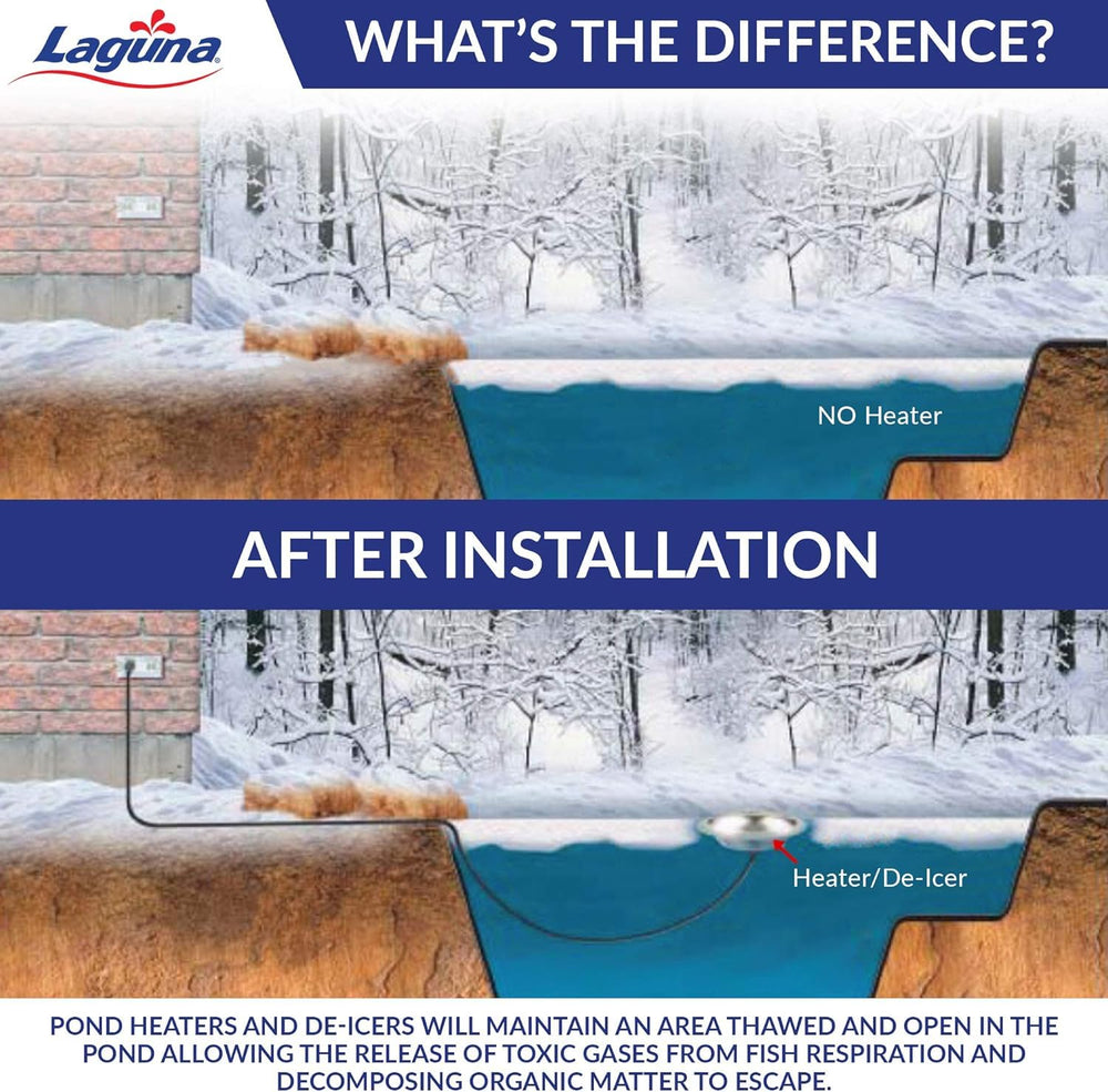 Laguna unit installed in pond maintaining an open breathing hole
