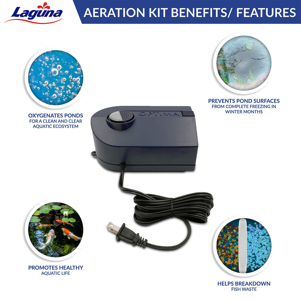 Hagen Laguna air pump unit on a concrete pad illustrating weather-resistant housing and quiet operation