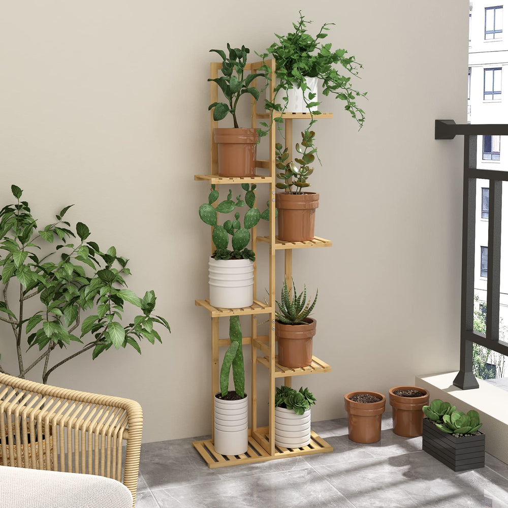 Laiensia shelf detail with potted plant demonstrating stable support and styling
