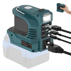 laimiao front panel view showing outlets and buttons, clear controls for portable power