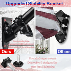 LAKEROD embroidered 3x5 US flag flat lay showing durable stitching benefit