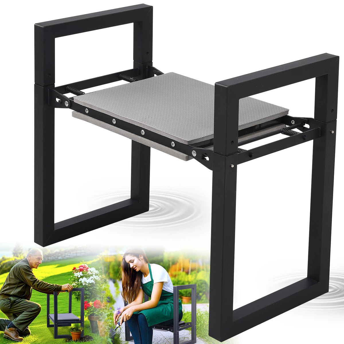 LAKEROD front view of kneeler and seat showing sturdy design and comfort