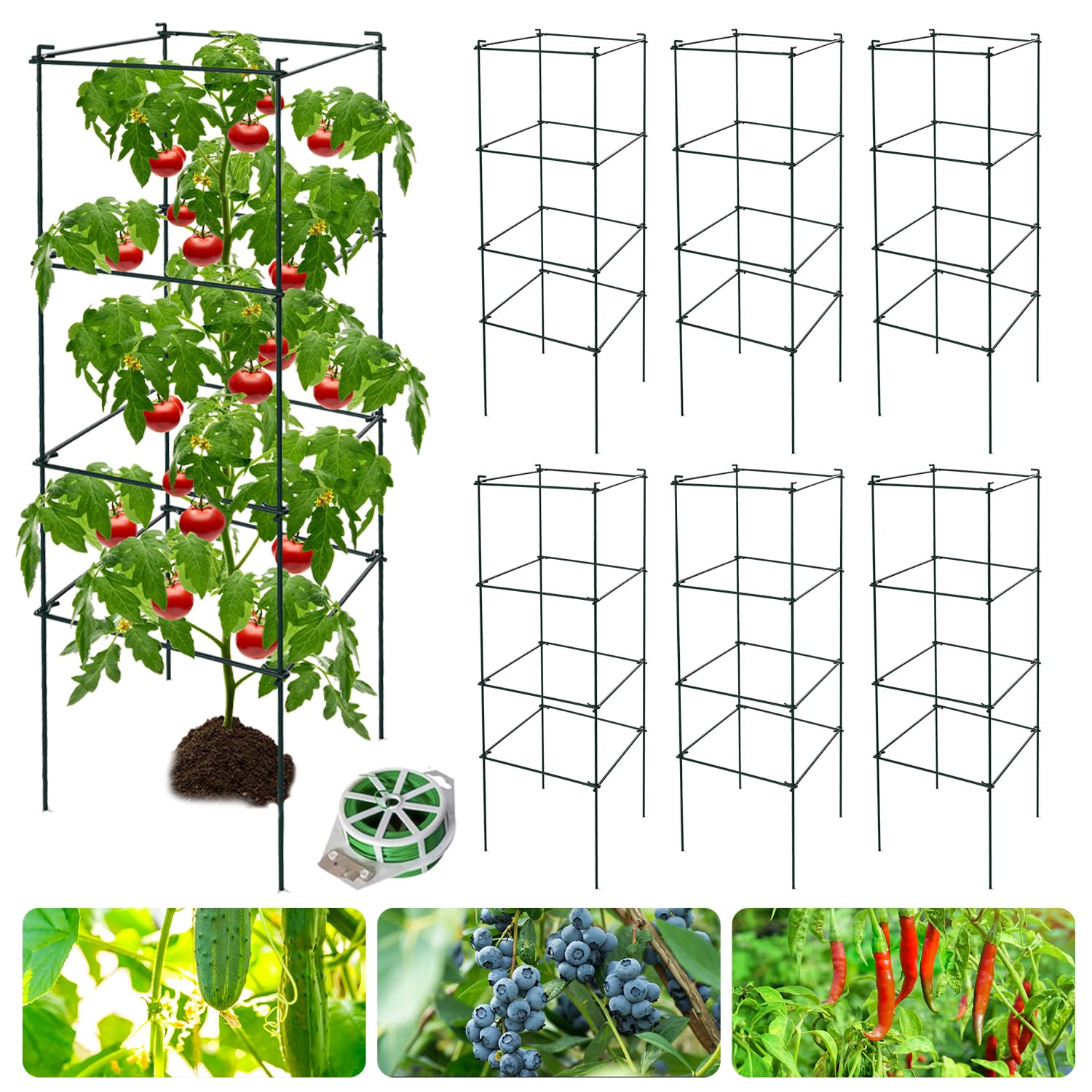 LAKNUAL front view of six green cages showing compact set and uniform size benefit