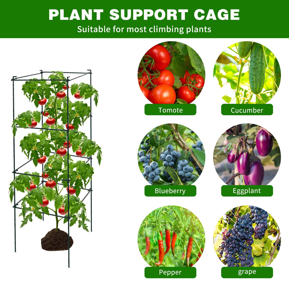 LAKNUAL steel stakes inserted in soil securing cages against wind and movement