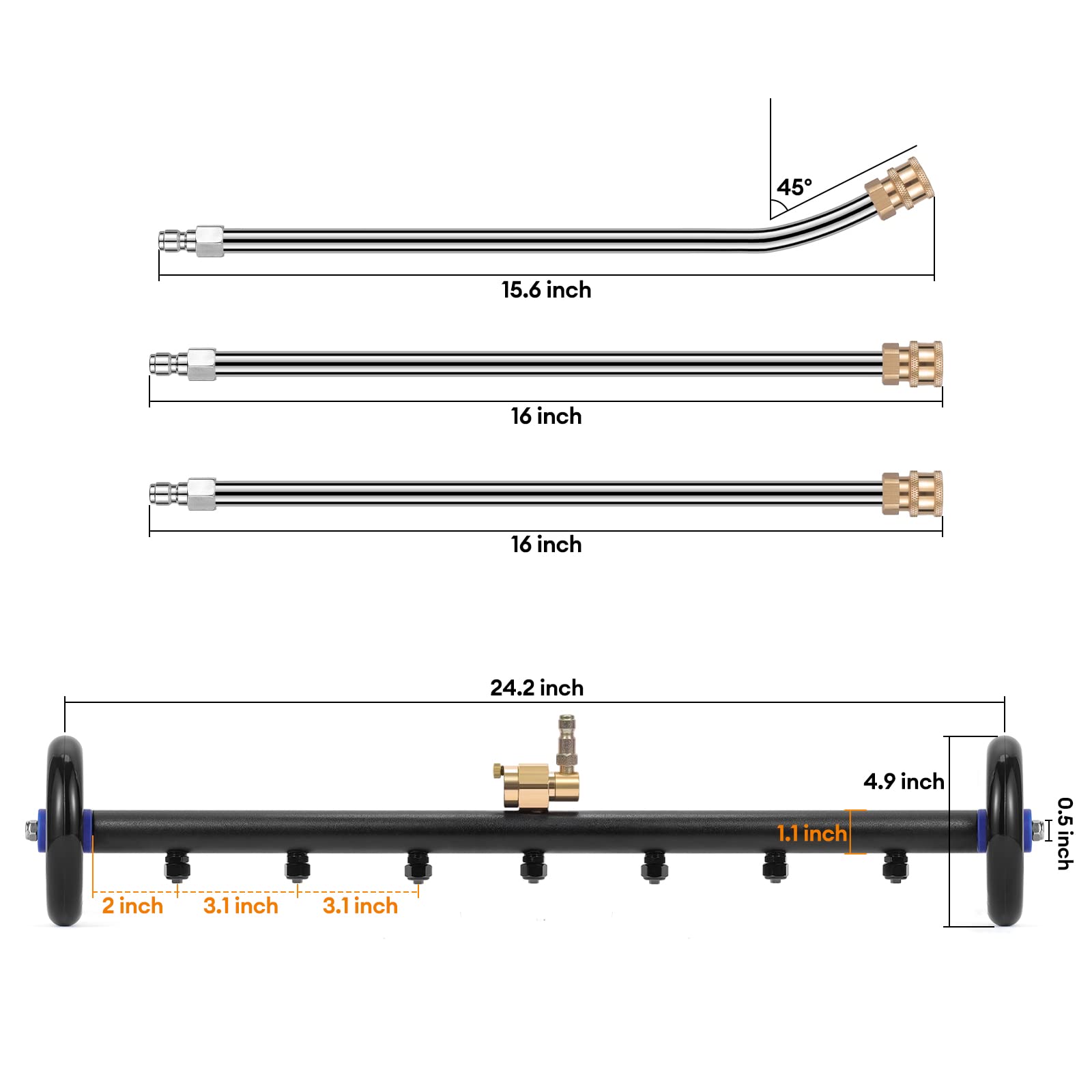 Lalafancy extension wands and 135° bend displayed for ergonomic reach benefit